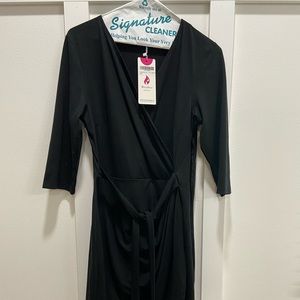 Women’s black dress with ties and side zip